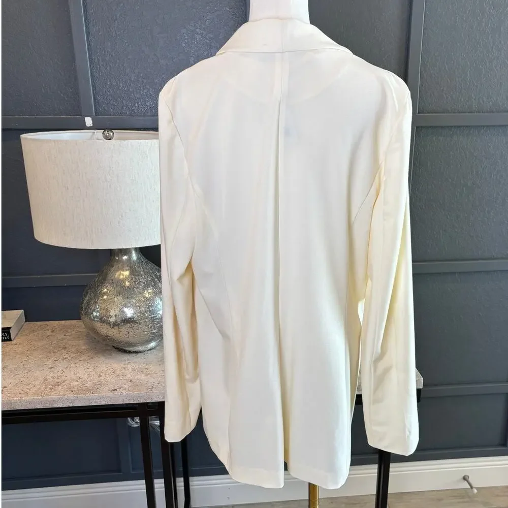 GUESS Women's Cream Delisa Boyfriend Oversized Casual Career Weekend Blazer XL
